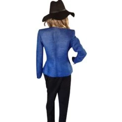 Yves Saint Laurent BLAZER CHYC EN SOIE BLEUE ET FIL OR Bleu Clair -Yves Saint Laurent 100373 2