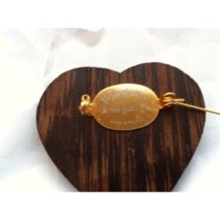 Broche Coeur Bois Exotique Yves Saint Laurent Marron -Yves Saint Laurent 102340 3