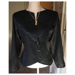 Yves Saint Laurent BLAZER NOIR À RAMAGES 15 Yves Saint Laurent BLAZER NOIR À RAMAGES -Yves Saint Laurent 151194 6