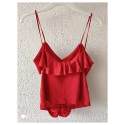 YVES SAINT LAURENT DEBARDEUR EN MAILLE AVEC VOLANT Rouge -Yves Saint Laurent 153685 3