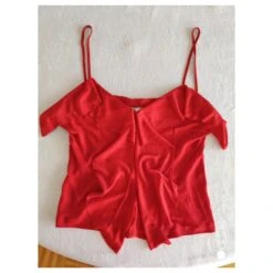 YVES SAINT LAURENT DEBARDEUR EN MAILLE AVEC VOLANT Rouge -Yves Saint Laurent 153685 5