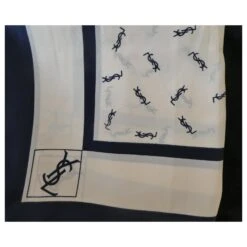 Yves Saint Laurent YSL Logos Blanc Bleu Marine 10 Yves Saint Laurent YSL Logos Blanc Bleu Marine -Yves Saint Laurent 161767 4