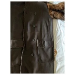 Yves Saint Laurent Magnifique Manteau De Vison D’élevage Et Cuir YSL Marron -Yves Saint Laurent 170697 3