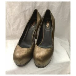 Yves Saint Laurent Escarpins Tribute Rive Gauche Noir Doré -Yves Saint Laurent 180207 10