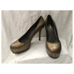 Yves Saint Laurent Escarpins Tribute Rive Gauche Noir Doré -Yves Saint Laurent 180207 7