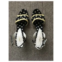 Yves Saint Laurent Escarpins YSK Vintage Polkadot Noir Blanc Jaune -Yves Saint Laurent 205559 7