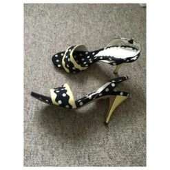 Yves Saint Laurent Escarpins YSK Vintage Polkadot Noir Blanc Jaune -Yves Saint Laurent 205559 8