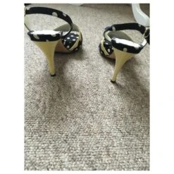 Yves Saint Laurent Escarpins YSK Vintage Polkadot Noir Blanc Jaune -Yves Saint Laurent 205559 9