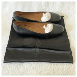 Yves Saint Laurent Ballerines En Cuir Noir Texturé -Yves Saint Laurent 207507 9