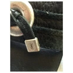 Yves Saint Laurent Mules YSL Rive Gauche Vintage Noir Bijouterie Argentée -Yves Saint Laurent 215112 3