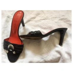 Yves Saint Laurent Mules YSL Rive Gauche Vintage Noir Bijouterie Argentée -Yves Saint Laurent 215112 4