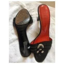 Yves Saint Laurent Mules YSL Rive Gauche Vintage Noir Bijouterie Argentée -Yves Saint Laurent 215112 6