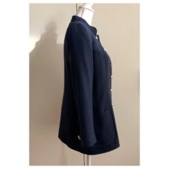 Yves Saint Laurent Manteau De Ville Vintage En Crêpe De Laine Bleu Marine -Yves Saint Laurent 219670 10