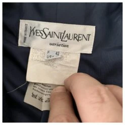 Yves Saint Laurent Manteau De Ville Vintage En Crêpe De Laine Bleu Marine -Yves Saint Laurent 219670 6