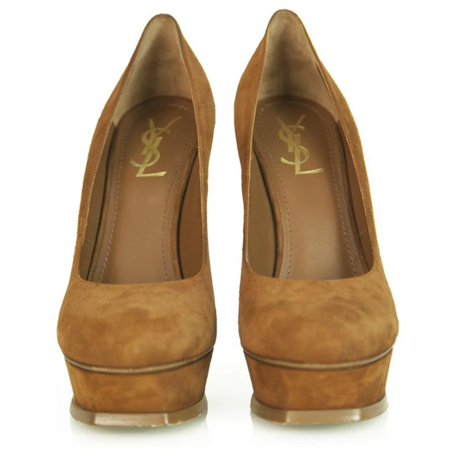 Yves Saint Laurent YSL Tribute TRIBTOO Escarpins à Talons Plateforme En Daim Marron à Bout Rond 40 4 Yves Saint Laurent YSL Tribute TRIBTOO Escarpins à Talons Plateforme En Daim Marron à Bout Rond 40 – Image 2