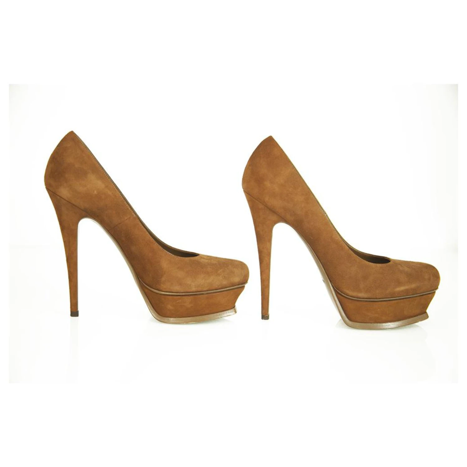 Yves Saint Laurent YSL Tribute TRIBTOO Escarpins à Talons Plateforme En Daim Marron à Bout Rond 40 7 Yves Saint Laurent YSL Tribute TRIBTOO Escarpins à Talons Plateforme En Daim Marron à Bout Rond 40 – Image 5