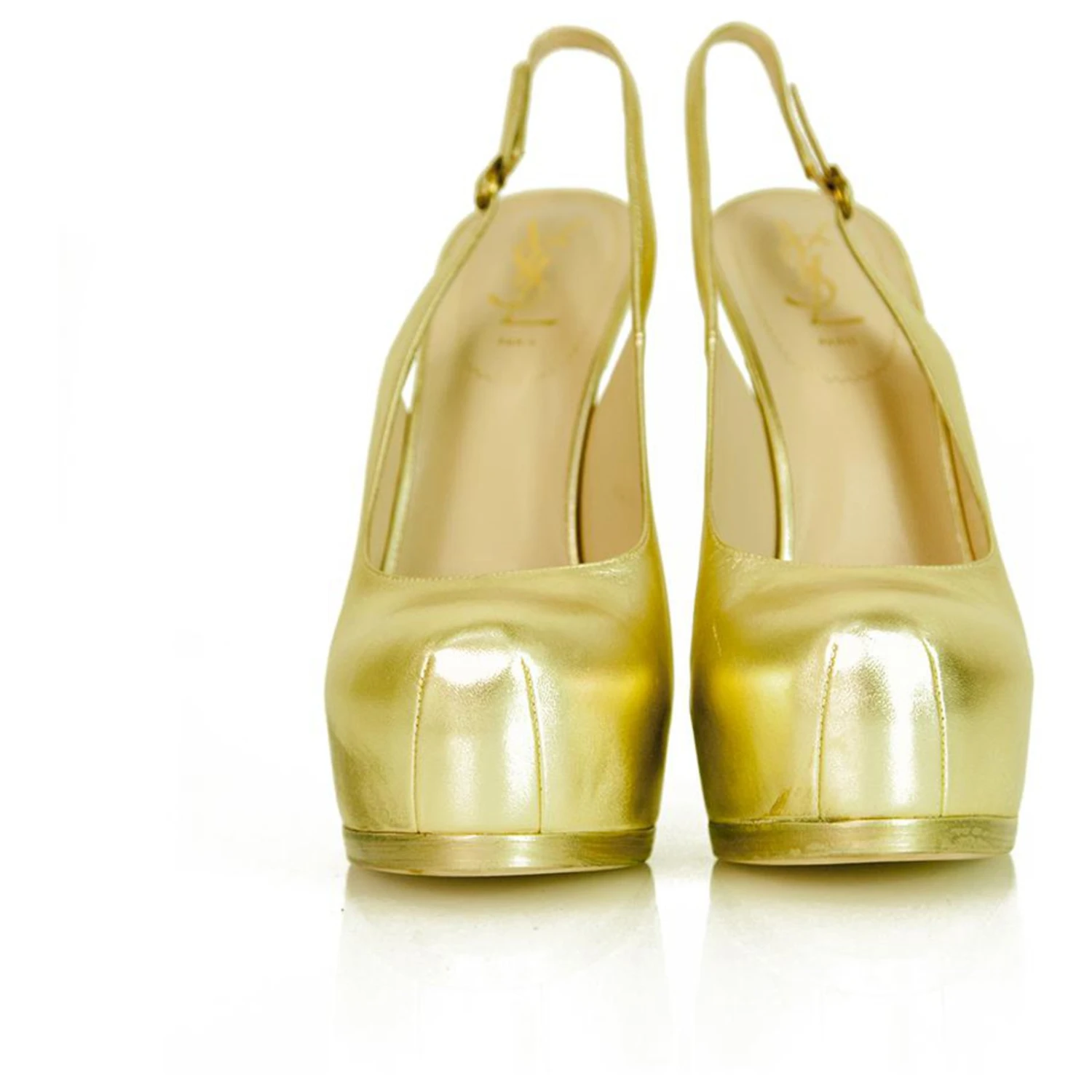 NEW YSL Tribute TRIBTOO Escarpins En Cuir Doré Yves Saint Laurent 40 4 NEW YSL Tribute TRIBTOO Escarpins En Cuir Doré Yves Saint Laurent 40 – Image 2