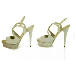 Yves Saint Laurent Escarpins à Talon Plateforme En Daim Gris YSL à Talon Ouvert 40 -Yves Saint Laurent 228804 4