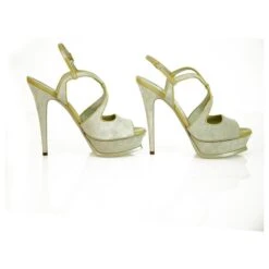 Yves Saint Laurent Escarpins à Talon Plateforme En Daim Gris YSL à Talon Ouvert 40 -Yves Saint Laurent 228804 5