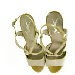 Yves Saint Laurent Escarpins à Talon Plateforme En Daim Gris YSL à Talon Ouvert 40 -Yves Saint Laurent 228804 6