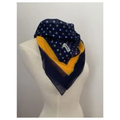 Yves Saint Laurent Foulard Vintage Jaune Bleu Marine 11 Yves Saint Laurent Foulard Vintage Jaune Bleu Marine -Yves Saint Laurent 234980 5
