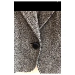 Veste En Laine Avec Col Velours Noir Yves Saint Laurent Gris -Yves Saint Laurent 239471 3