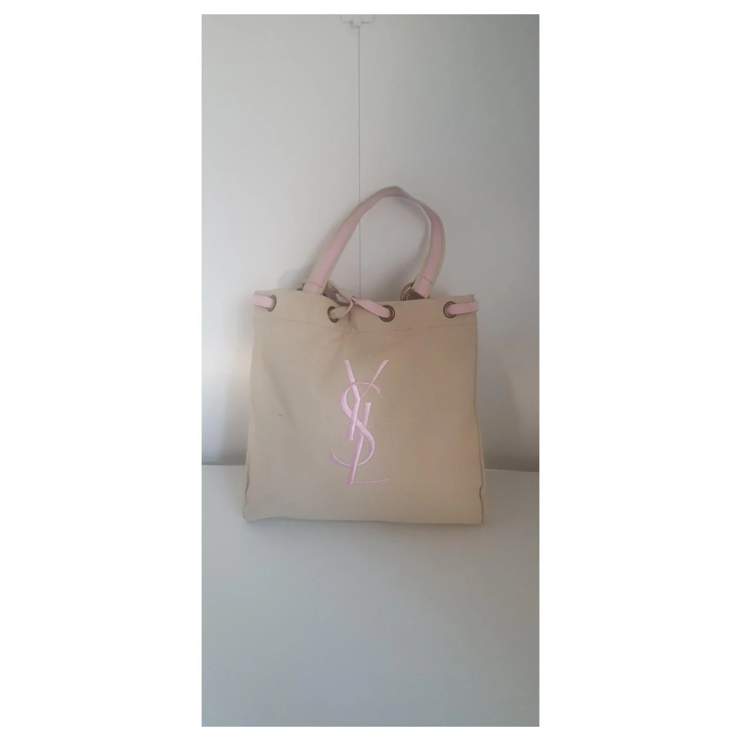 Sac à Main En Tissu YVES SAINT LAURENT Crème 11 Sac à Main En Tissu YVES SAINT LAURENT Crème – Image 9