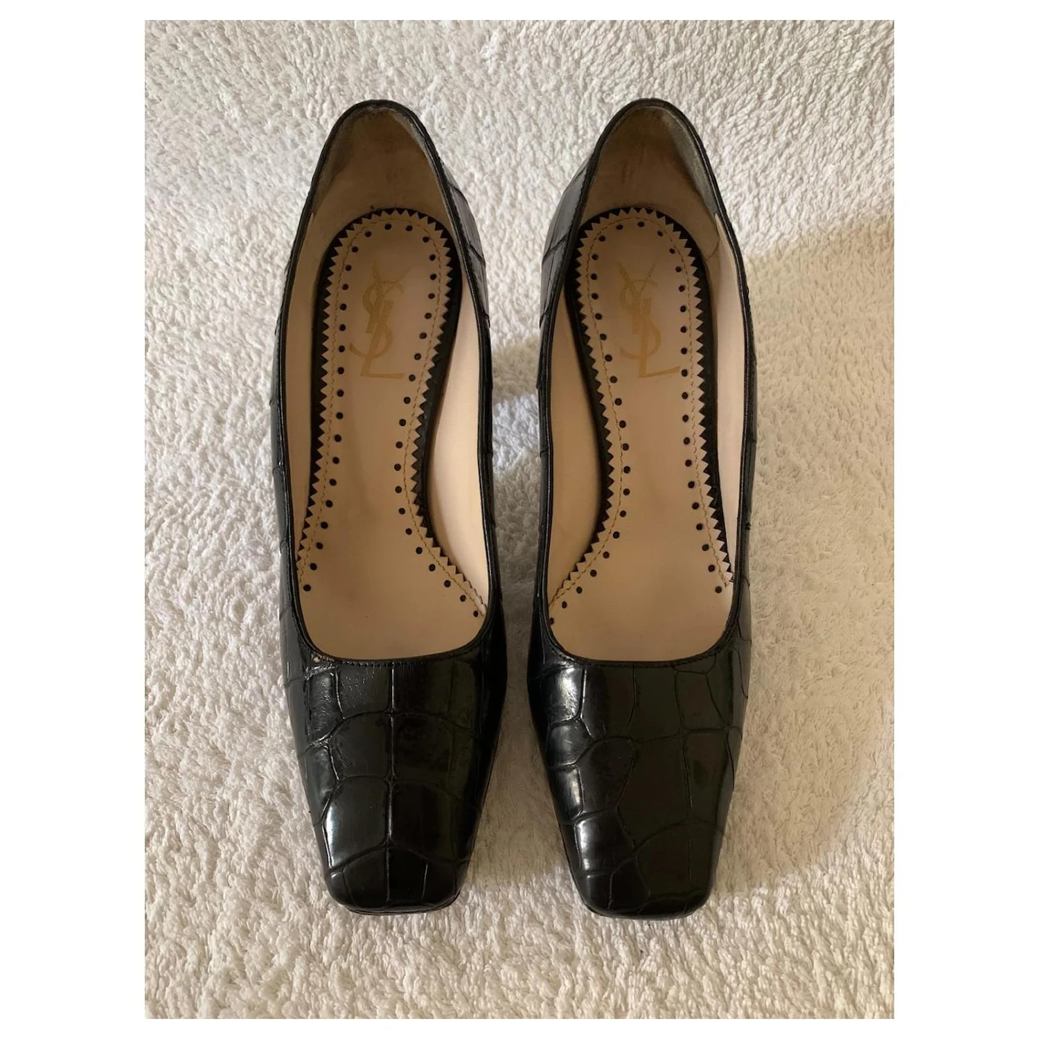 Yves Saint Laurent Escarpins En Cuir Imprimé Vintage Noir 4 Yves Saint Laurent Escarpins En Cuir Imprimé Vintage Noir – Image 2