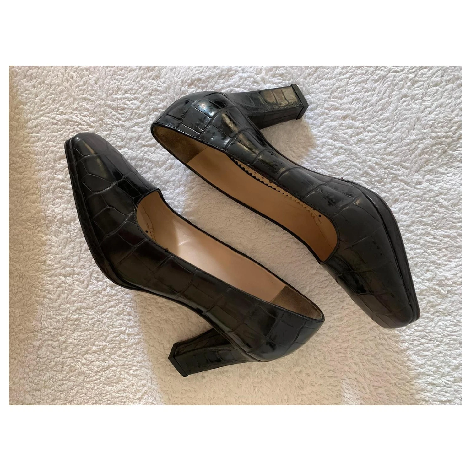 Yves Saint Laurent Escarpins En Cuir Imprimé Vintage Noir 9 Yves Saint Laurent Escarpins En Cuir Imprimé Vintage Noir – Image 7