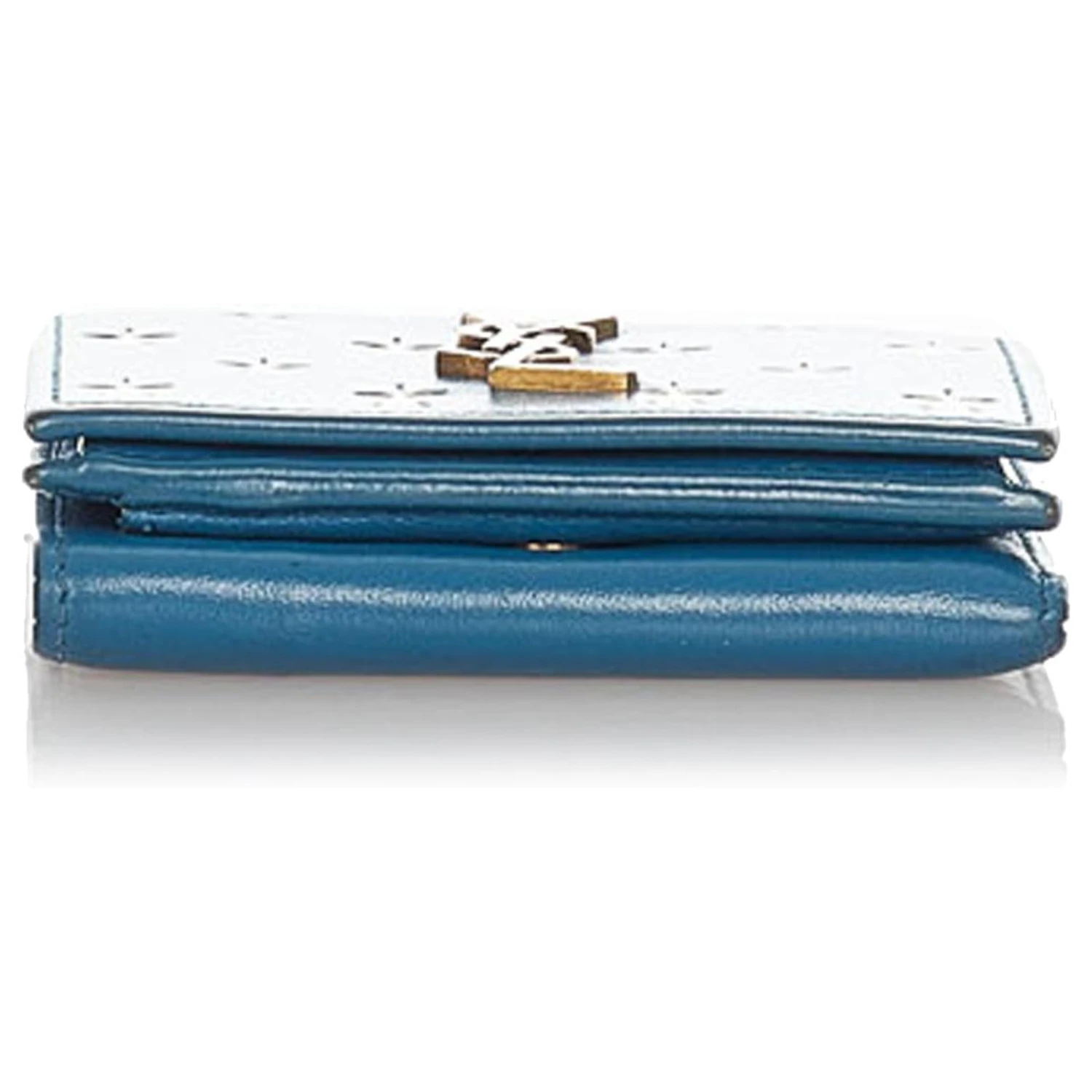 Yves Saint Laurent Portefeuille à Deux Volets En Relief YSL Blue Star Bleu 6 Yves Saint Laurent Portefeuille à Deux Volets En Relief YSL Blue Star Bleu – Image 4