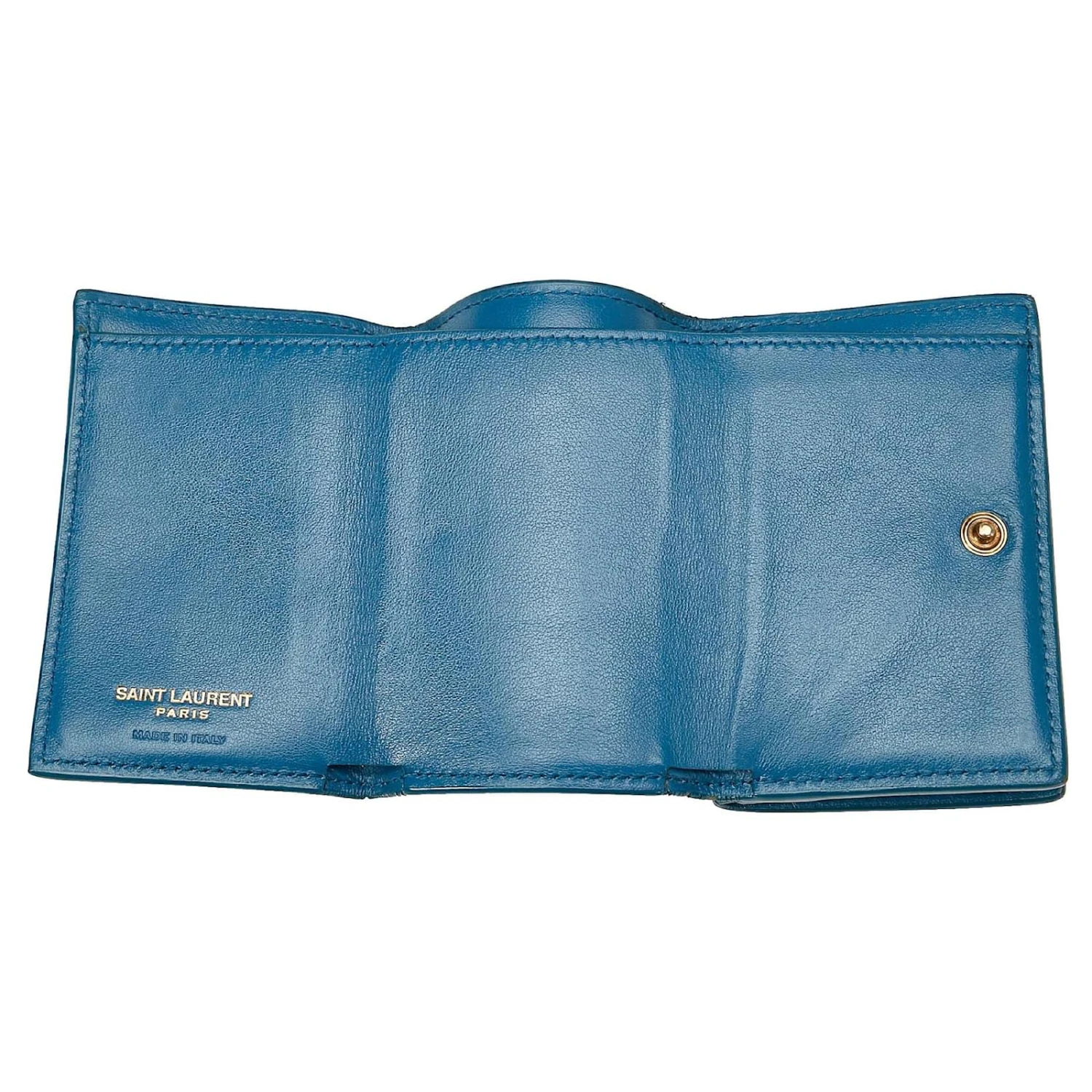 Yves Saint Laurent Portefeuille à Deux Volets En Relief YSL Blue Star Bleu 7 Yves Saint Laurent Portefeuille à Deux Volets En Relief YSL Blue Star Bleu – Image 5