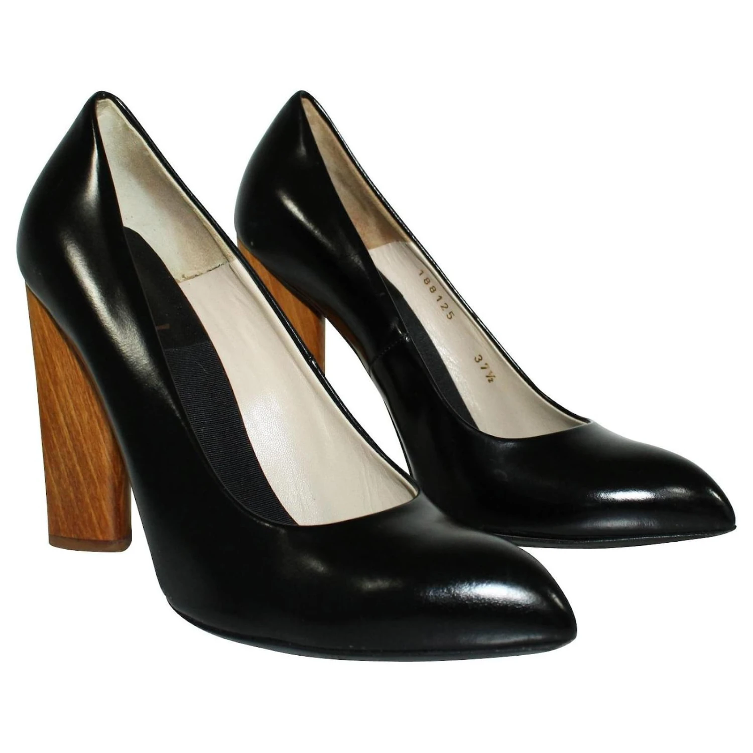 Yves Saint Laurent Escarpins En Cuir Noir à Talons En Bois 3 Yves Saint Laurent Escarpins En Cuir Noir à Talons En Bois – Image 2