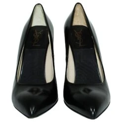 Yves Saint Laurent Escarpins En Cuir Noir à Talons En Bois 11 Yves Saint Laurent Escarpins En Cuir Noir à Talons En Bois -Yves Saint Laurent 383625 3