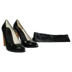 Yves Saint Laurent Escarpins En Cuir Noir à Talons En Bois 16 Yves Saint Laurent Escarpins En Cuir Noir à Talons En Bois -Yves Saint Laurent 383625 8