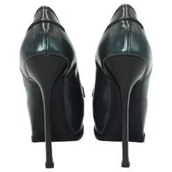 Yves Saint Laurent Talons Compensés En Cuir Gris Foncé -Yves Saint Laurent 392449 4