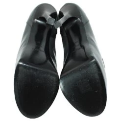 Yves Saint Laurent Talons Compensés En Cuir Gris Foncé -Yves Saint Laurent 392449 5