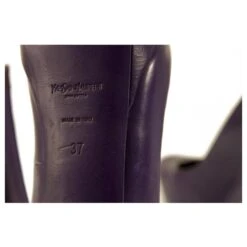 Yves Saint Laurent YSL Tribute Escarpins à Talons Plateformes En Cuir Violet à Bout Rond 37 -Yves Saint Laurent 393475 10