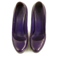 Yves Saint Laurent YSL Tribute Escarpins à Talons Plateformes En Cuir Violet à Bout Rond 37 -Yves Saint Laurent 393475 6
