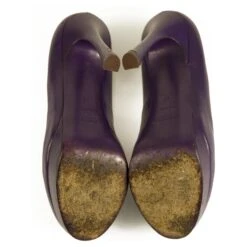 Yves Saint Laurent YSL Tribute Escarpins à Talons Plateformes En Cuir Violet à Bout Rond 37 -Yves Saint Laurent 393475 7
