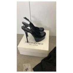 Yves Saint Laurent Escarpins YSL TribToo Rive Gauche Verni Noir 15 Yves Saint Laurent Escarpins YSL TribToo Rive Gauche Verni Noir -Yves Saint Laurent 401083 7