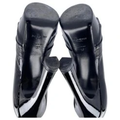 Palais Yves Saint Laurent 105 Escarpins à Bout Ouvert En Cuir Verni Noir -Yves Saint Laurent 401301 9