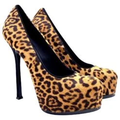 Yves Saint Laurent Plateformes Saint Laurent YSL Tribtoo En Façon Poulain Imprimé Léopard Multicolore -Yves Saint Laurent 403555 2