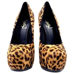 Yves Saint Laurent Plateformes Saint Laurent YSL Tribtoo En Façon Poulain Imprimé Léopard Multicolore -Yves Saint Laurent 403555 3