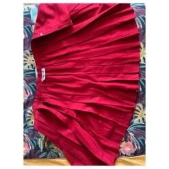 Yves Saint Laurent Jupe Porte Feuille Plissée Rouge Saint Laurent -Yves Saint Laurent 437009 4