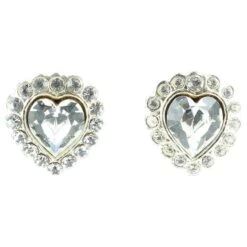 Boucles D'oreilles Vintage Yves Saint Laurent Rive Gauche Avec Strass En Forme De Coeur. Argenté -Yves Saint Laurent 439505 3