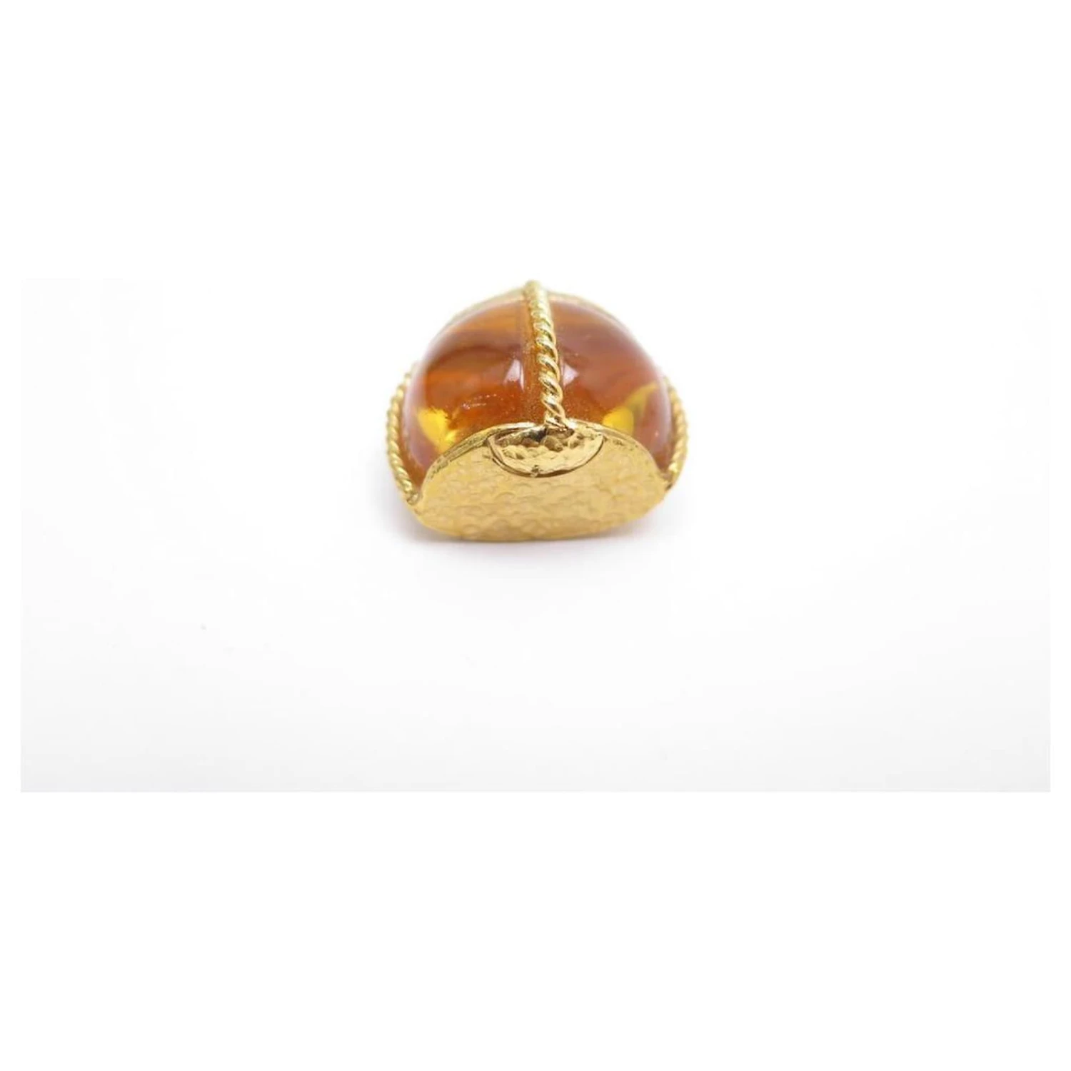 Autres Bijoux VINTAGE BROCHE YVES SAINT LAURENT METAL DORE & PATE DE VERRE JAUNE BROOCH Doré 3 Autres Bijoux VINTAGE BROCHE YVES SAINT LAURENT METAL DORE & PATE DE VERRE JAUNE BROOCH Doré – Image 2