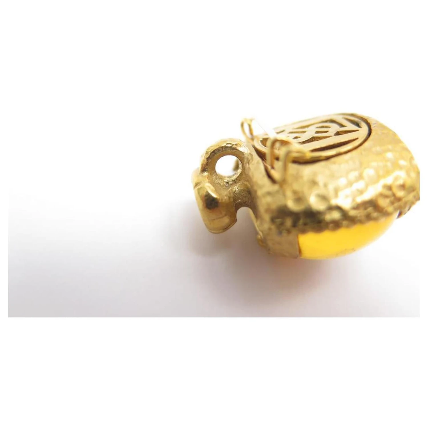 Autres Bijoux VINTAGE BROCHE YVES SAINT LAURENT METAL DORE & PATE DE VERRE JAUNE BROOCH Doré 5 Autres Bijoux VINTAGE BROCHE YVES SAINT LAURENT METAL DORE & PATE DE VERRE JAUNE BROOCH Doré – Image 4