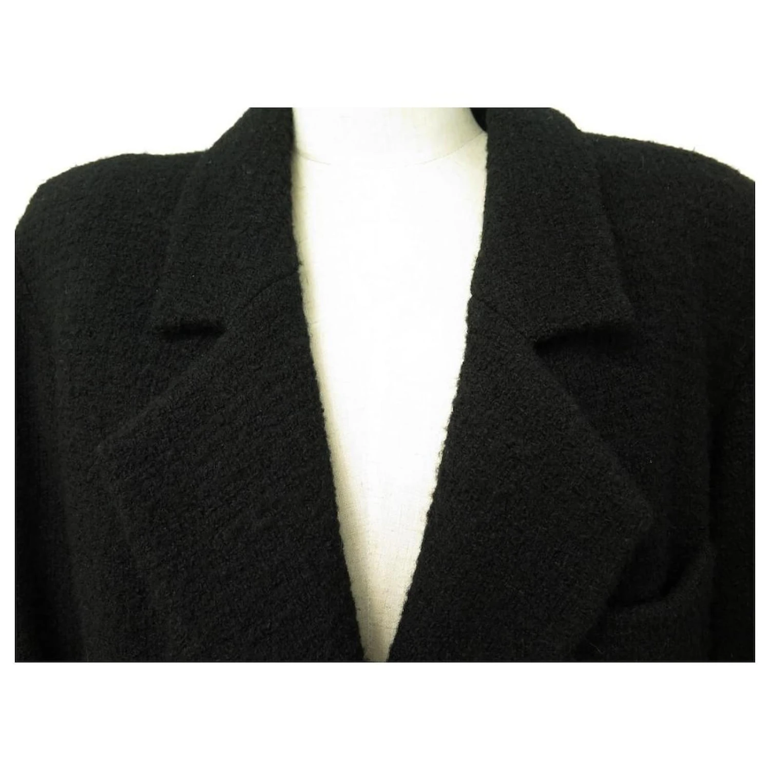 VESTE YVES SAINT LAURENT RIVE GAUCHE 46 XL EN TWEED DE LAINE NOIR BLACK JACKET Beige 4 VESTE YVES SAINT LAURENT RIVE GAUCHE 46 XL EN TWEED DE LAINE NOIR BLACK JACKET Beige – Image 2