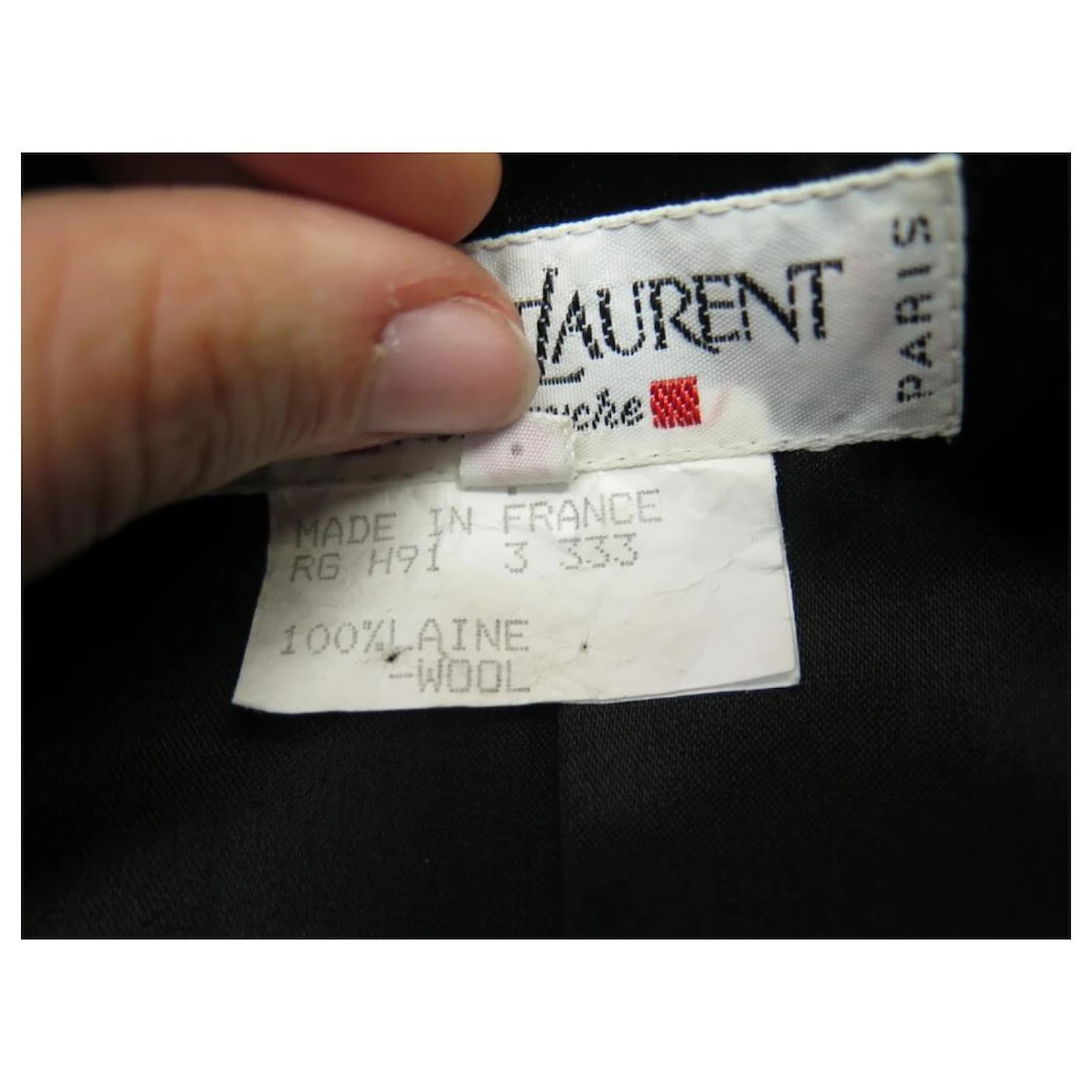 VESTE YVES SAINT LAURENT RIVE GAUCHE 46 XL EN TWEED DE LAINE NOIR BLACK JACKET Beige 5 VESTE YVES SAINT LAURENT RIVE GAUCHE 46 XL EN TWEED DE LAINE NOIR BLACK JACKET Beige – Image 3