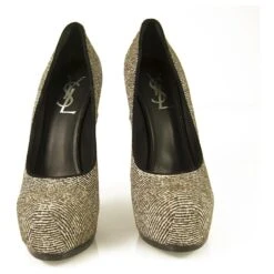 Yves Saint Laurent YSL Tribute Noir Et Blanc Bout Rond Plateforme Talons Pompes 40 Multicolore -Yves Saint Laurent 471758 6